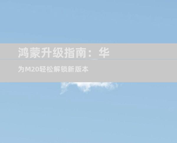 鸿蒙升级指南：华为M20轻松解锁新版本